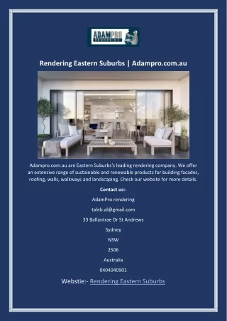 rendering eastern suburbs adampro com au