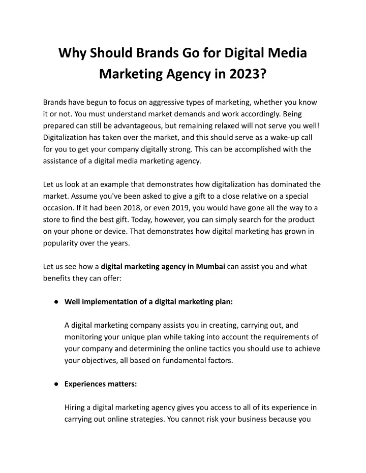 why should brands go for digital media marketing