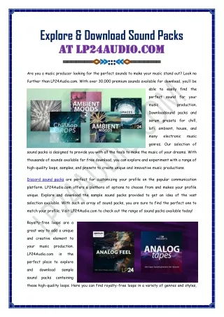 Explore And Download Sound Packs
