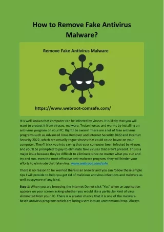 How to Remove Fake Antivirus Malware?