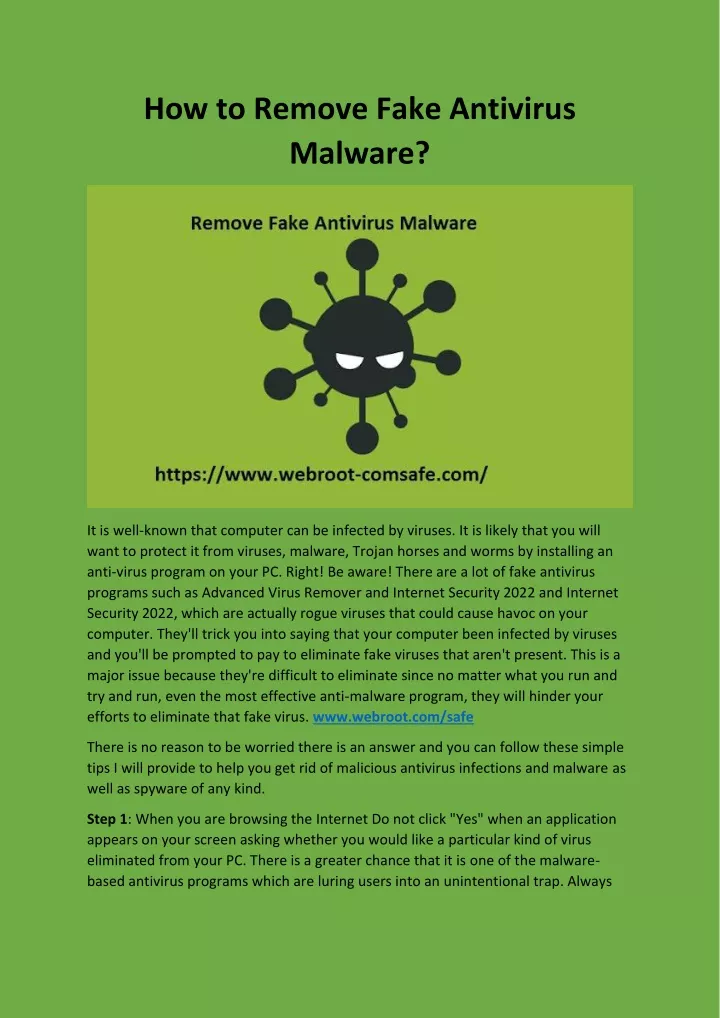 how to remove fake antivirus malware