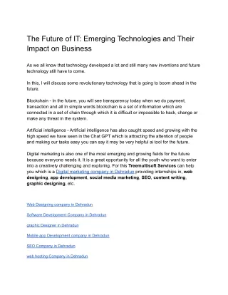 The Future of IT Emerging Technologies and Their Impact on Business