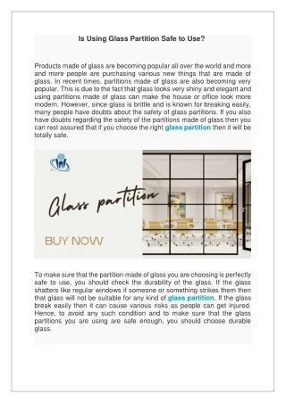 is using glass partition safe to use