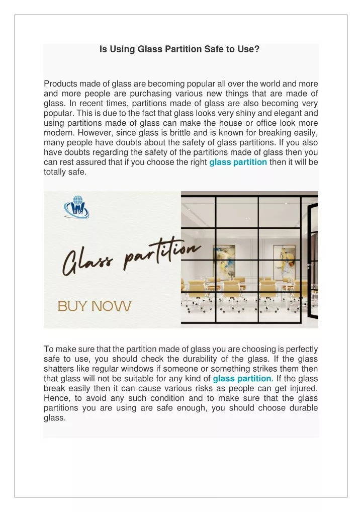 is using glass partition safe to use