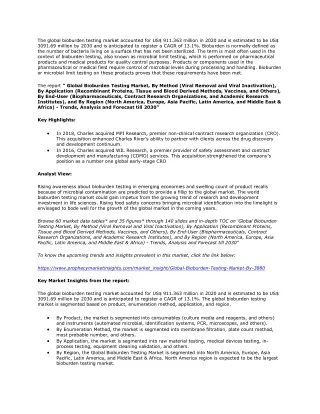 the global bioburden testing market accounted