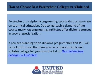 Know about the best Polytechnic Colleges in Allahabad