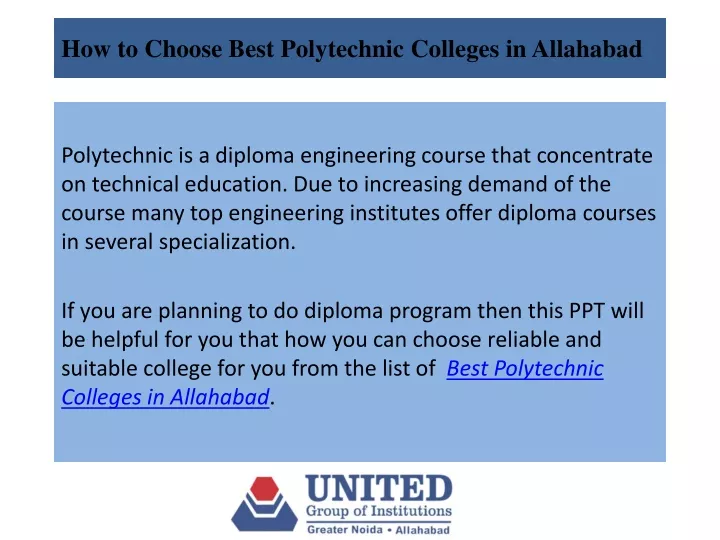 how to choose best polytechnic colleges in allahabad