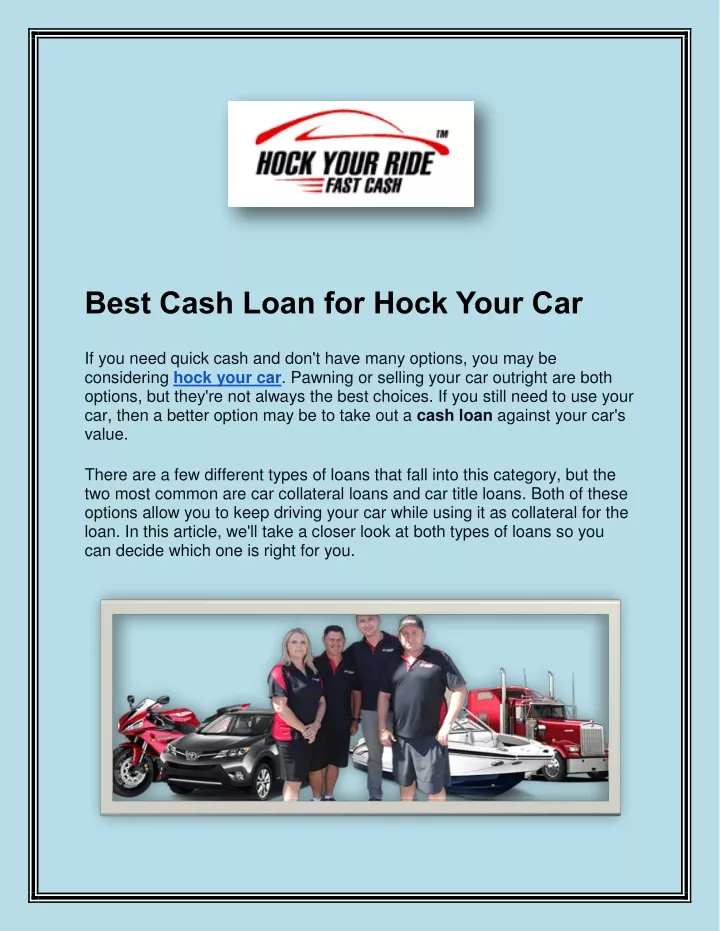 best cash loan for hock your car if you need