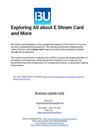Exploring All about E Shram Card and More