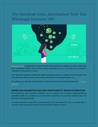 The Excellent Sales Automation Tool- Get Whatsapp Business API