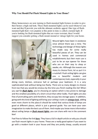 why you should put flush mound lights in your home