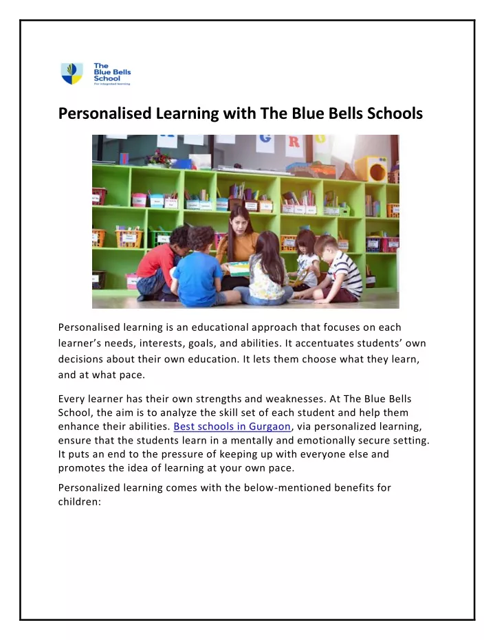 personalised learning with the blue bells schools