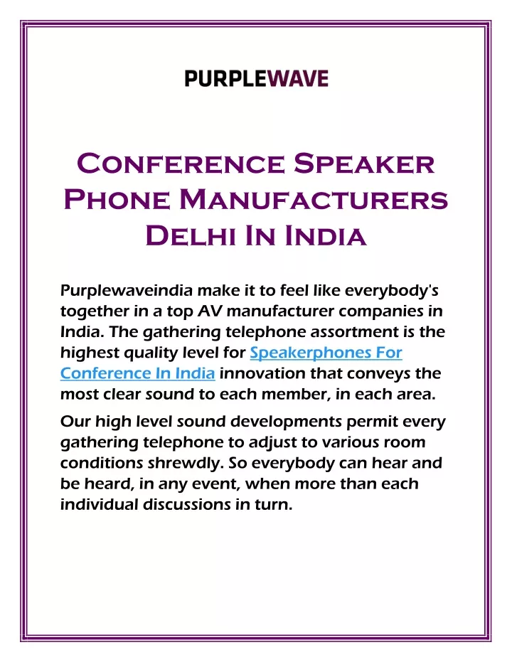 conference speaker phone manufacturers delhi