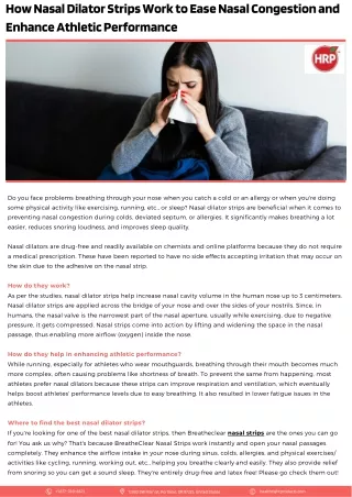 How Nasal Dilator Strips Work to Ease Nasal Congestion and Enhance Athletic Performance