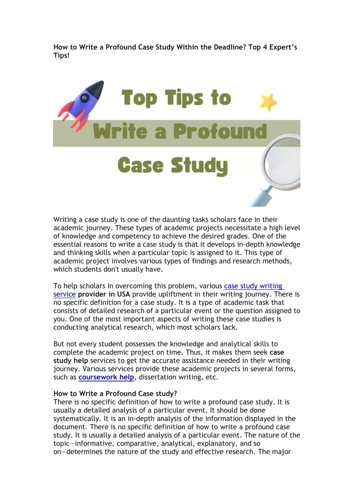 how to write a profound case study within