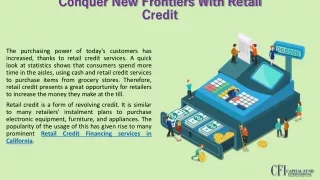 Retail Credit Financing services in California
