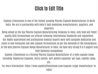 Pharma Capsule Manufacturer
