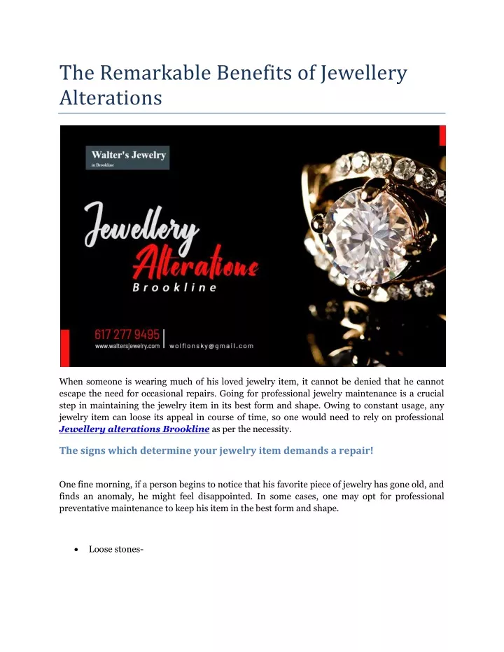 the remarkable benefits of jewellery alterations