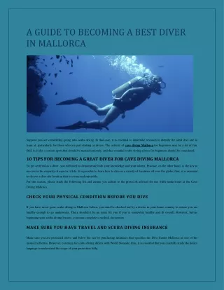 A GUIDE TO BECOMING A BEST DIVER IN MALLORCA