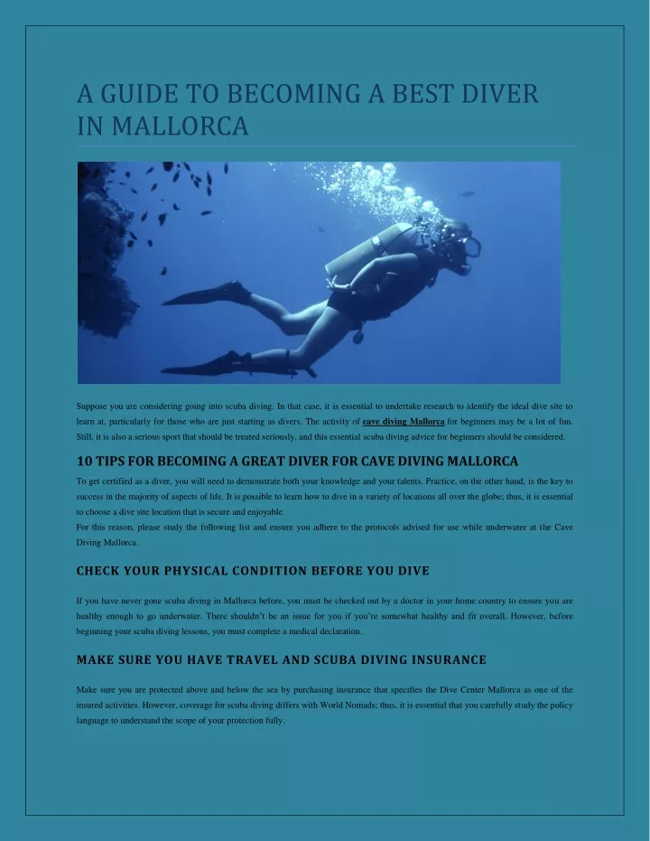a guide to becoming a best diver in mallorca