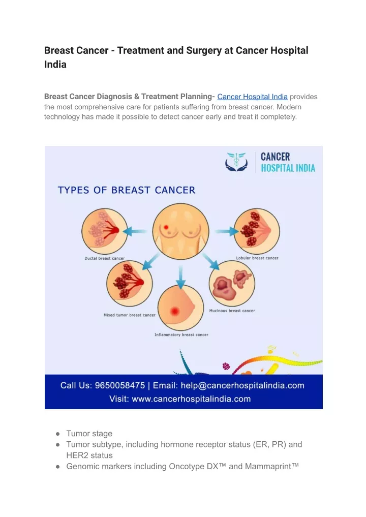 breast cancer treatment and surgery at cancer
