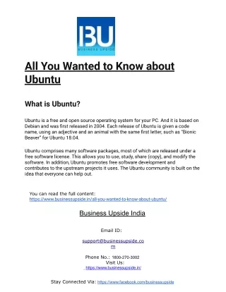 All You Wanted to Know about Ubuntu