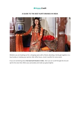 A Perfect Guide To Buy Best Kurti From Top Brands in India - HappyCredit