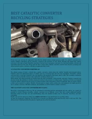 BEST CATALYTIC CONVERTER RECYCLING STRATEGIES