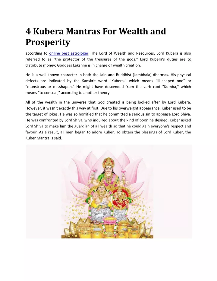 4 kubera mantras for wealth and prosperity