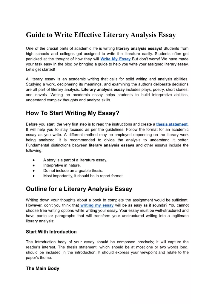 guide to write effective literary analysis essay