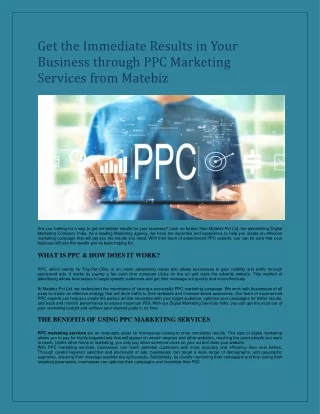 Get the Immediate Results in Your Business Through PPC Marketing Services from Matebiz