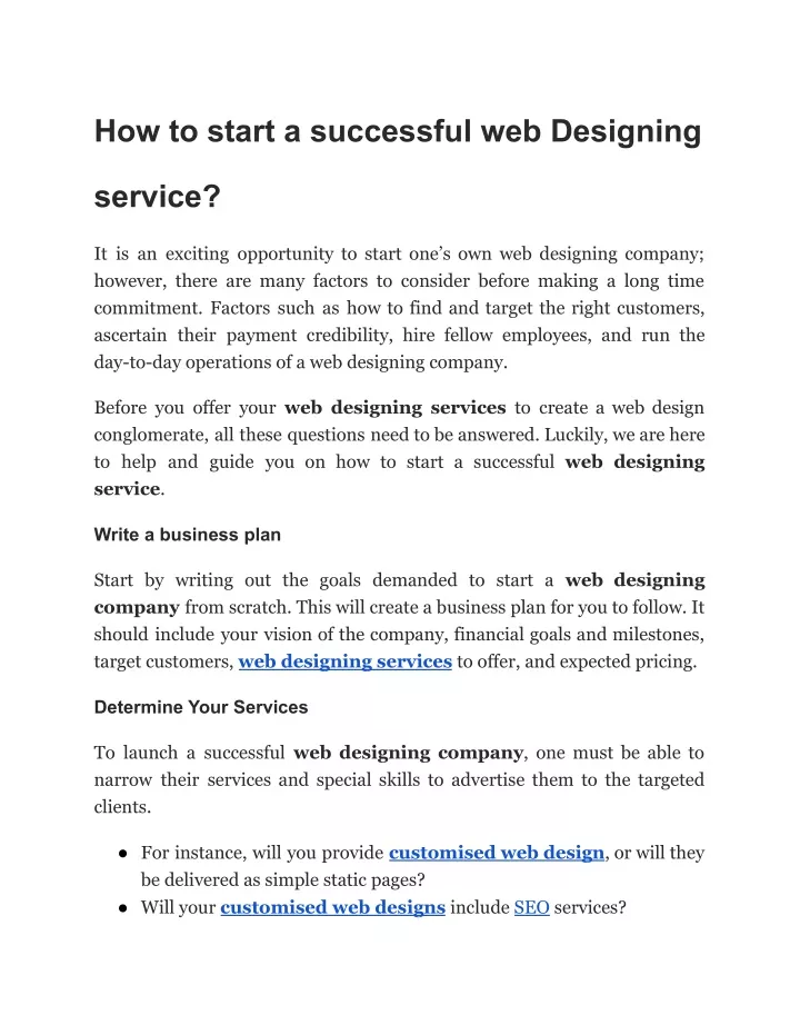 how to start a successful web designing