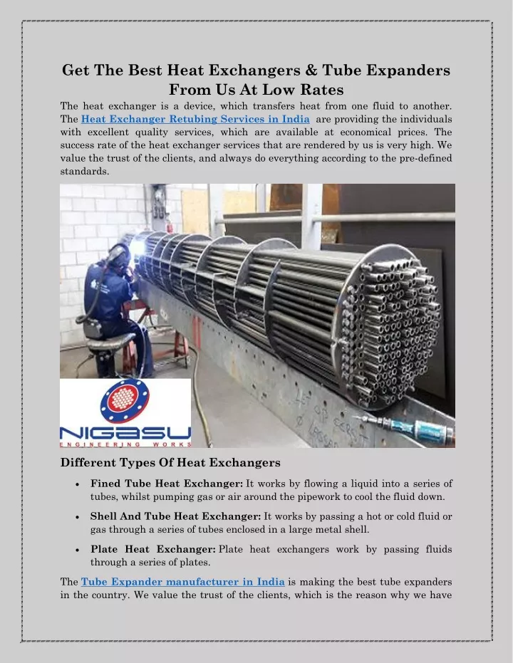 get the best heat exchangers tube expanders from