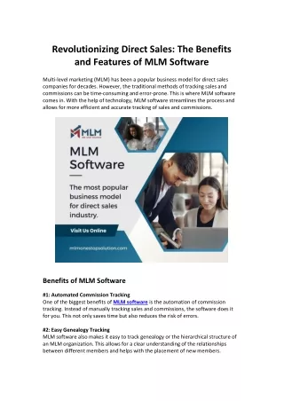 Revolutionizing Direct Sales The Benefits and Features of MLM Software