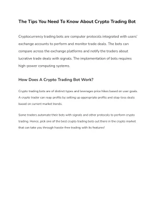 the tips you need to know about crypto trading bot