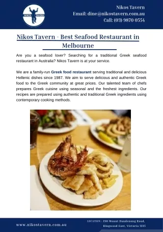 Nikos Tavern - Best Seafood Restaurant in Melbourne