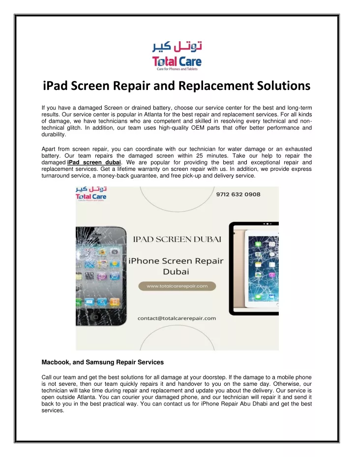 ipad screen repair and replacement solutions