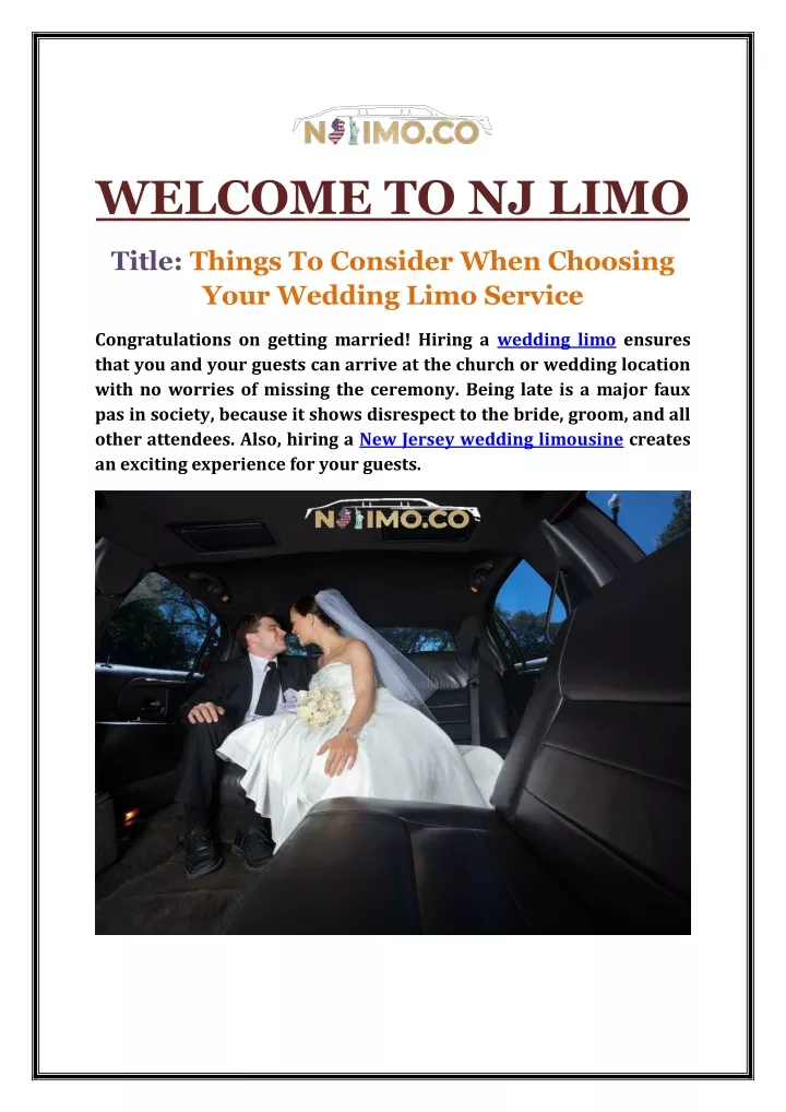 welcome to nj limo