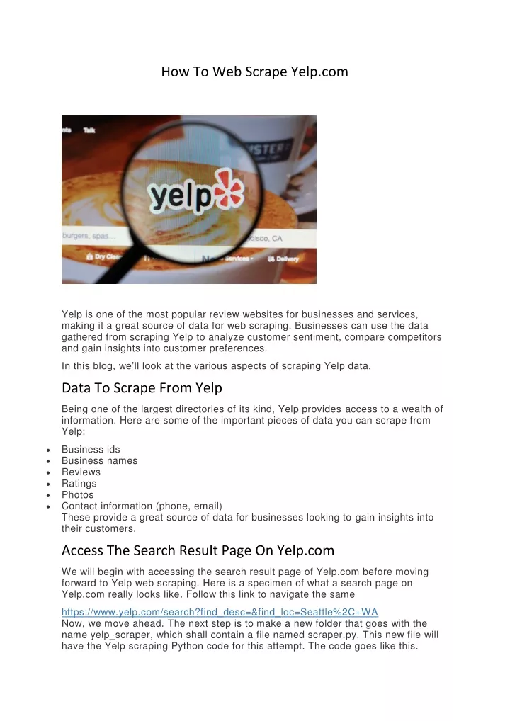 how to web scrape yelp com