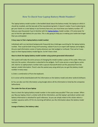 how to check your laptop battery model number