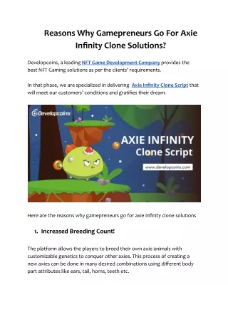 reasons why gamepreneurs go for axie infinity