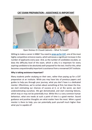 CAT EXAM PREPARATION – ASSISTANCE IS IMPORTANT