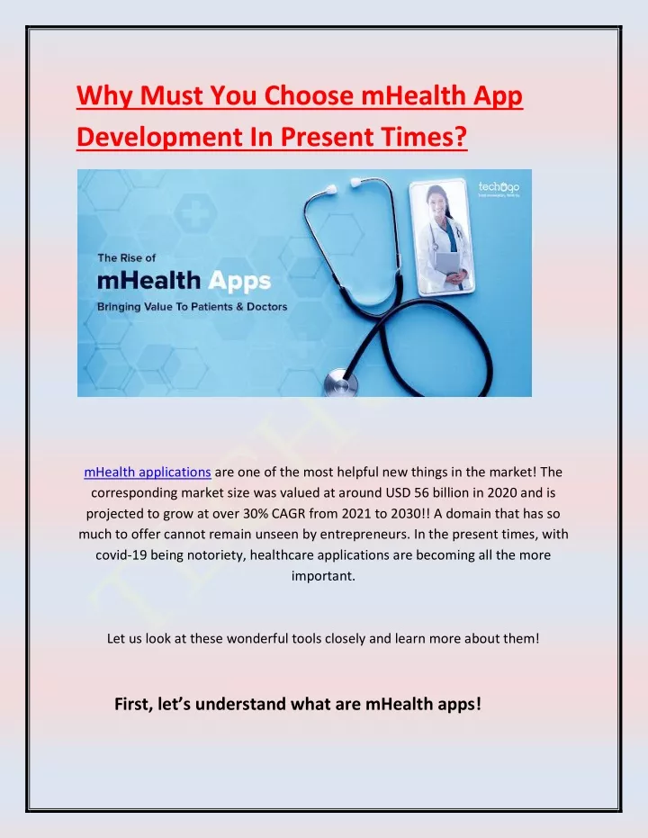 why must you choose mhealth app development