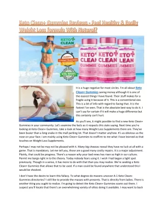 Keto Clean  Gummies Reviews