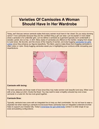 Varieties Of Camisoles A Woman Should Have In Her Wardrobe
