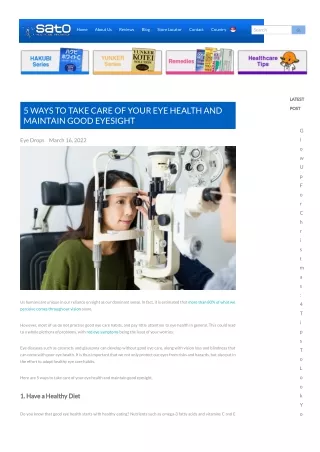 5 Ways to take care of your eye health and Maintain good Eyesight | Sato Pharma