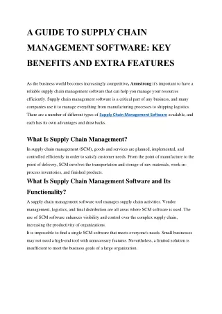 Supply Chain Management Software - Armstrong