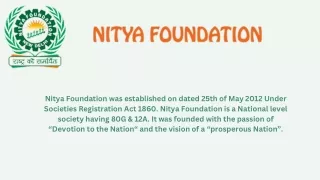 nitya foundation was established on dated 25th