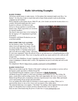 Radio Advertising Examples