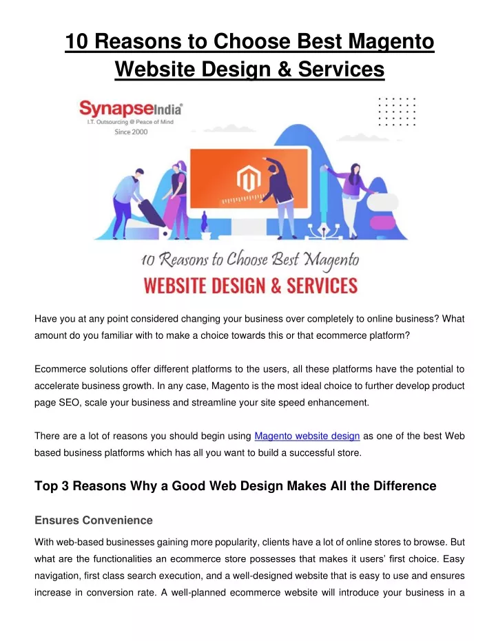 10 reasons to choose best magento website design